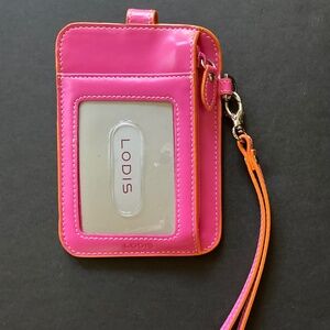 LODIS Audrey Pink Leather SmartPhone ID/Card Case/Wrist Strap/NEW/REDUCED PRICE